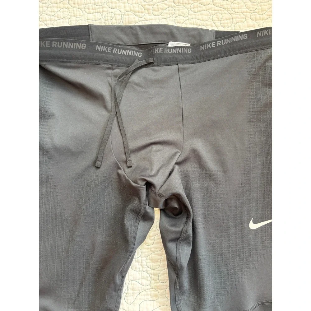 Nike Dri-FIT Mens Running Pants Black Tight Fit‎ Training Size XL #617